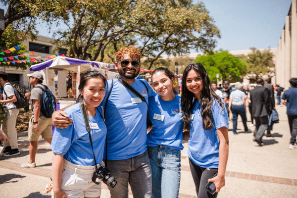 Students working on campus